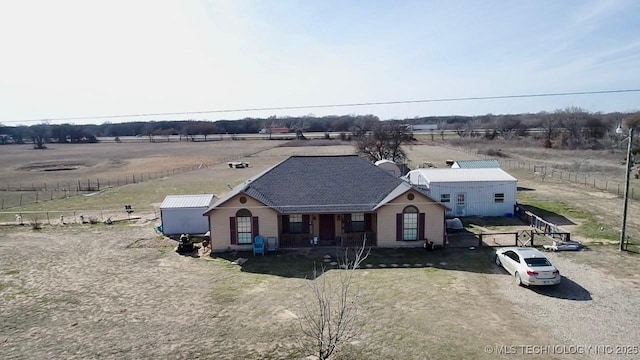 drone / aerial view with a rural view