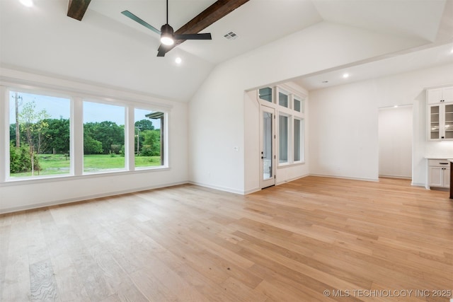 2722 E 134th Cir, Bixby, OK 74008 - unfurnished living room with light wood-type flooring, ceiling fan, and recessed lighting