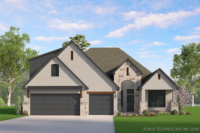2722 E 134th Cir, Bixby, OK 74008 - french country style house featuring stone siding, stucco siding, and concrete driveway