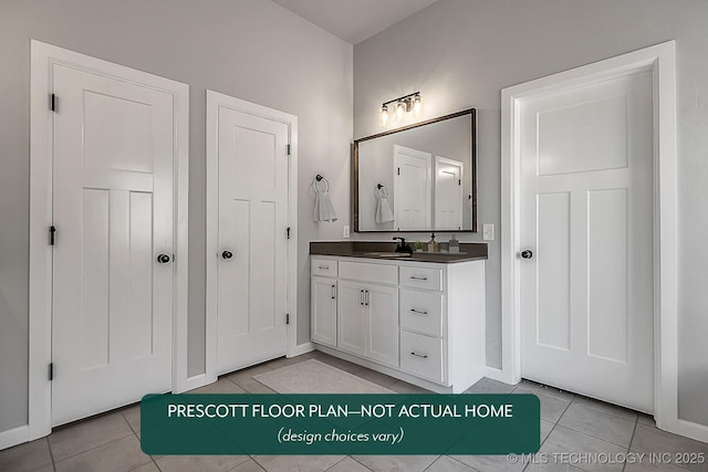 bathroom with vanity and tile patterned floors