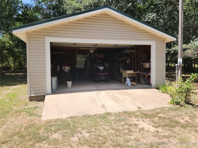 view of garage