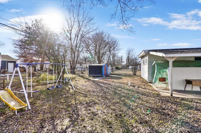 view of yard with a playground