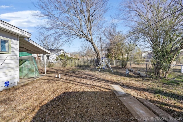 view of yard featuring a playground