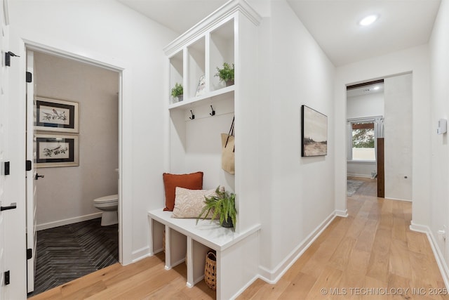 2325 E 134th Cir, Bixby, OK 74008 - mudroom featuring light wood finished floors and recessed lighting
