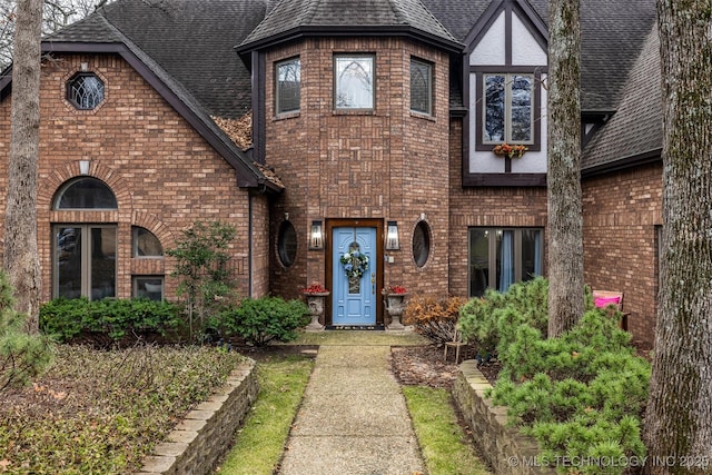 view of tudor-style house