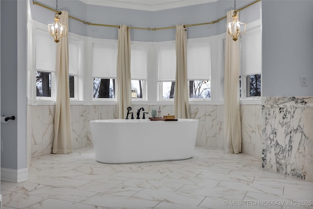 bathroom with a bathing tub and plenty of natural light