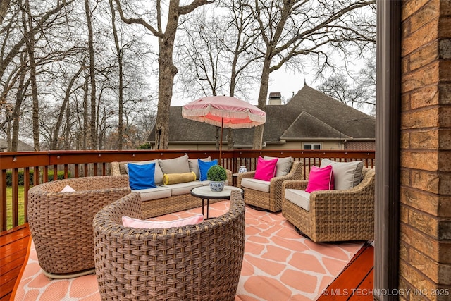 view of patio / terrace featuring an outdoor living space