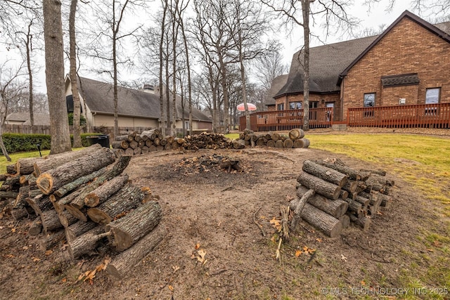 view of yard featuring a deck