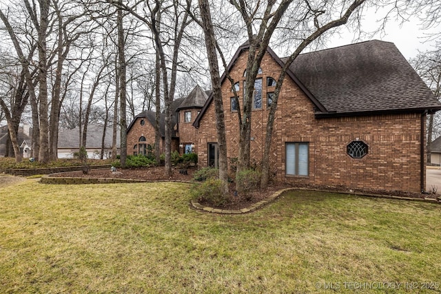 view of property exterior with a lawn