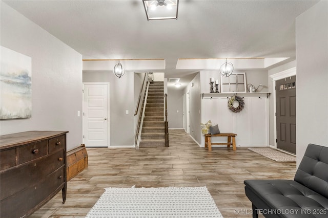 interior space with light hardwood / wood-style flooring