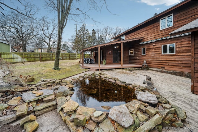 view of yard with a deck