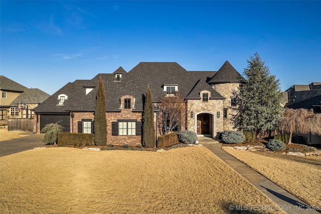 french country style house featuring a garage