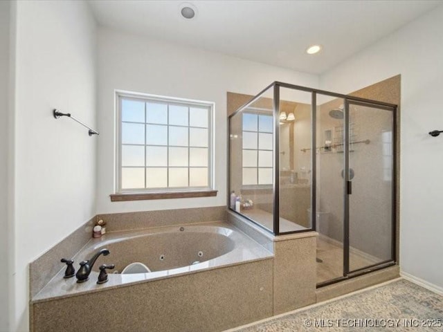 bathroom with independent shower and bath