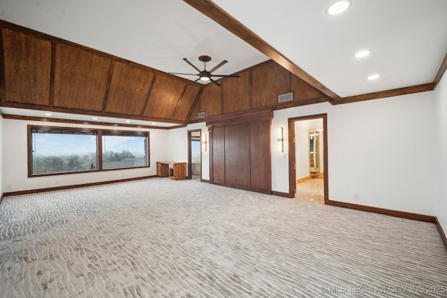 6642 E 60th Pl, Tulsa, OK 74145 - unfurnished bedroom with light colored carpet, lofted ceiling, and recessed lighting