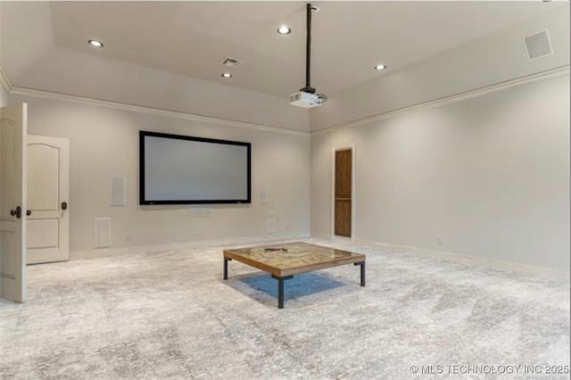 view of carpeted cinema room