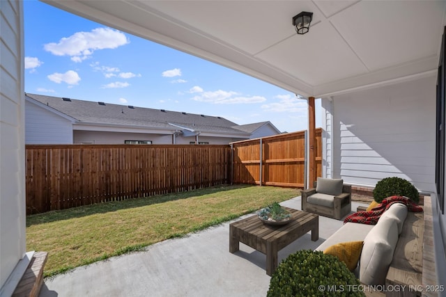 1941 W Huntsville Pl, Broken Arrow, OK 74011 - fenced backyard featuring a patio and an outdoor living space