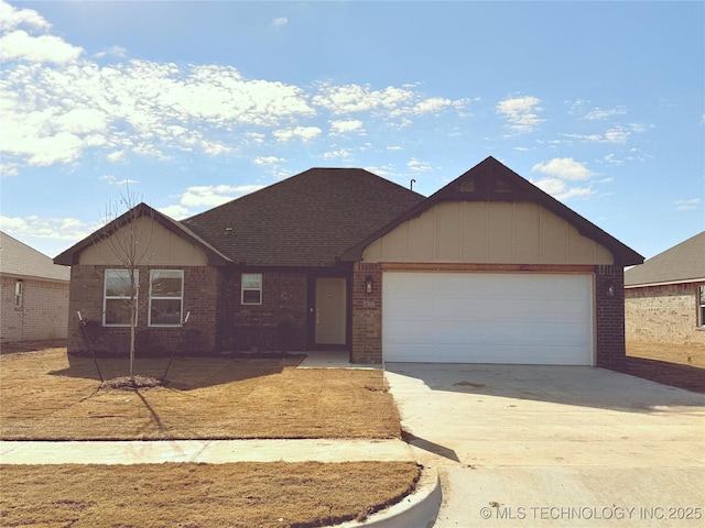 single story home with a garage