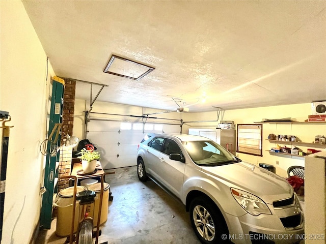 garage with a garage door opener