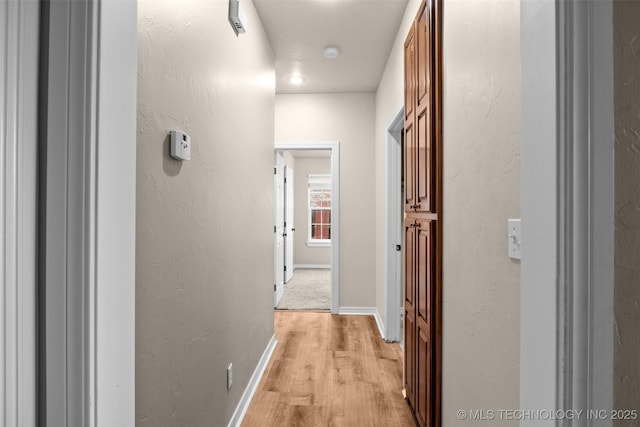 corridor with light hardwood / wood-style flooring