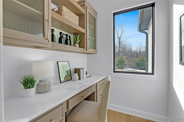 office with light hardwood / wood-style flooring