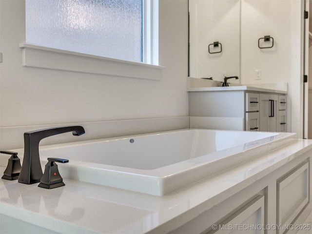 full bathroom featuring vanity and a bathing tub