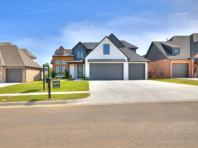 2508 E 135th Dr S, Bixby, OK 74008 - view of front of property featuring a front yard, board and batten siding, a standing seam roof, concrete driveway, and an attached garage