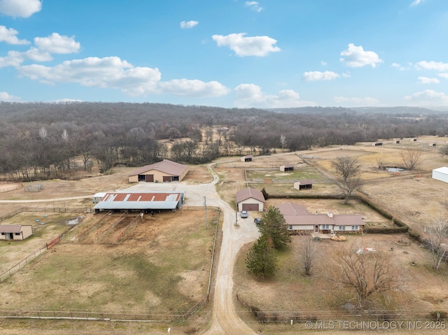 bird's eye view featuring a rural view