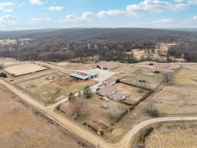 drone / aerial view with a rural view