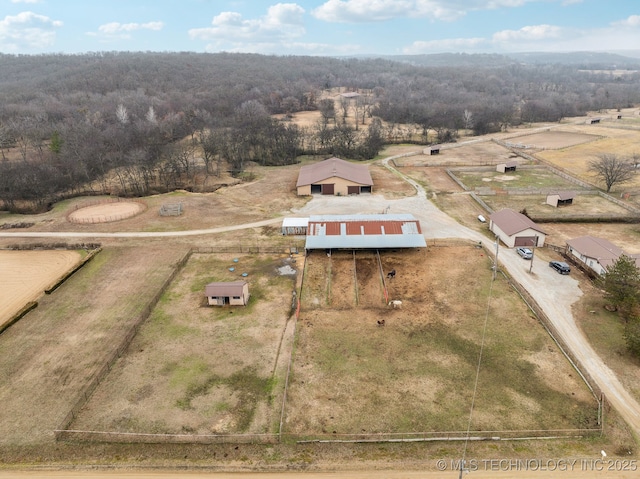 aerial view featuring a rural view