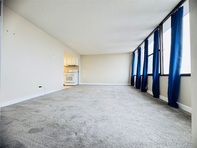 carpeted spare room featuring a textured ceiling