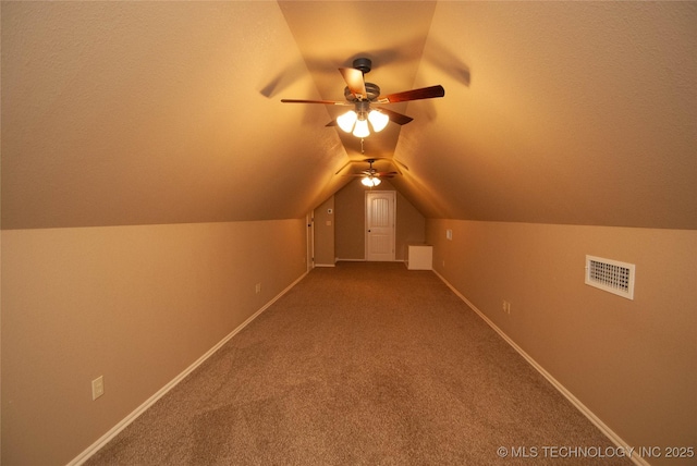 additional living space with lofted ceiling, carpet floors, and a textured ceiling