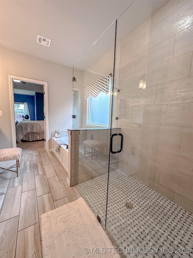 bathroom with independent shower and bath