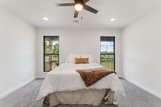 203 W Monroe Ave, Mcalester, OK 74501 - bedroom featuring carpet, multiple windows, access to outside, baseboards, and recessed lighting