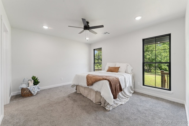 203 W Monroe Ave, Mcalester, OK 74501 - bedroom with carpet flooring, baseboards, a ceiling fan, and recessed lighting