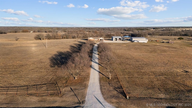 aerial view with a rural view