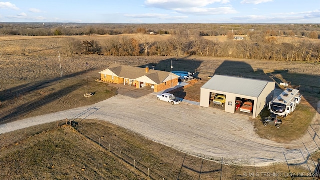 drone / aerial view with a rural view