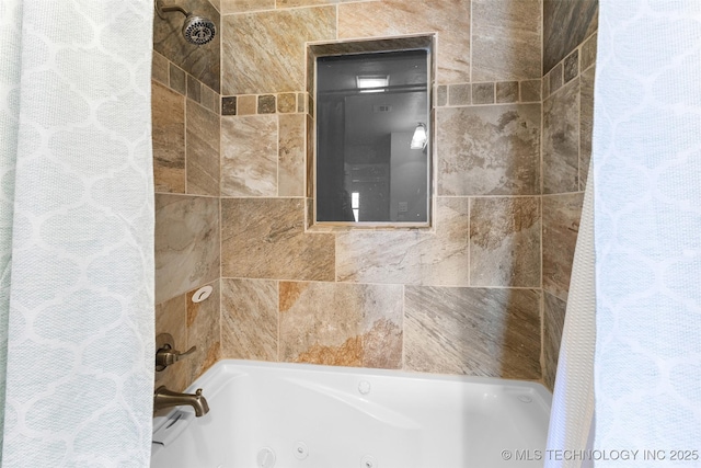 bathroom featuring shower / tub combo with curtain