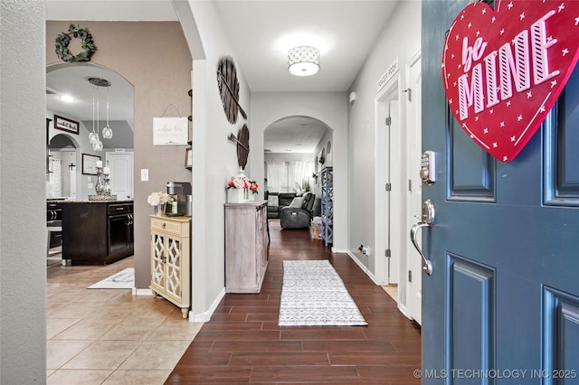 entrance foyer with dark wood-type flooring