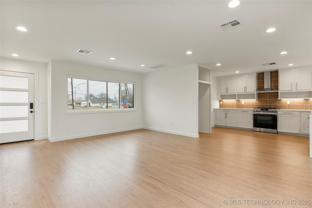 unfurnished living room featuring light hardwood / wood-style floors