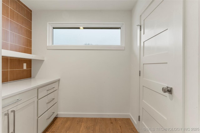 interior space with light hardwood / wood-style flooring