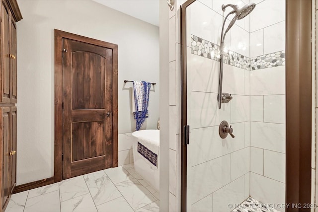 bathroom featuring walk in shower