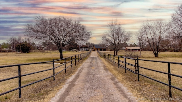 view of street with a rural view