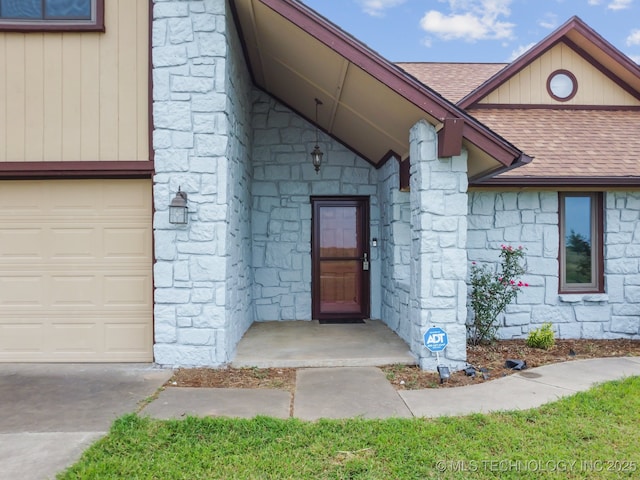 entrance to property with a garage