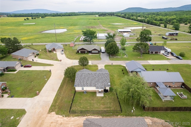 bird's eye view with a mountain view