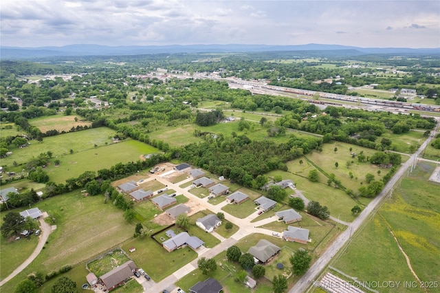 bird's eye view with a mountain view