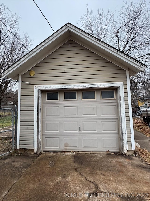 view of garage