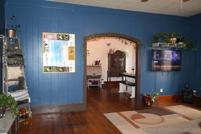 interior space with dark hardwood / wood-style flooring