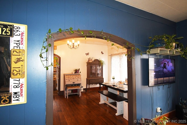 hall featuring dark hardwood / wood-style flooring