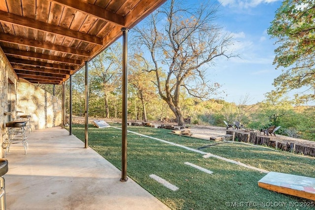 view of yard with a patio area