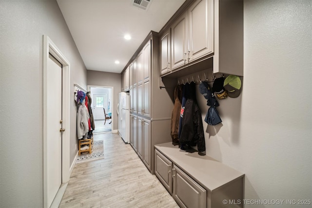 mudroom featuring light hardwood / wood-style flooring